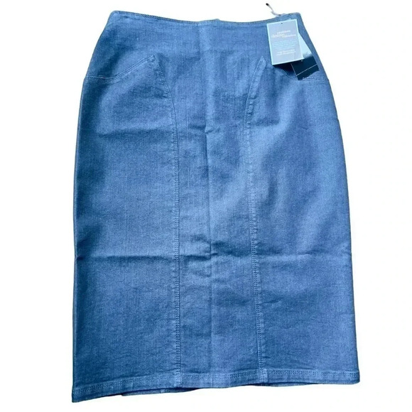 NWT LAFAYETTE 148 DENIM COLLECTION PENCIL SKIRT!! DARK BLUE DENIM SIZE 2• - Picture 5 of 5